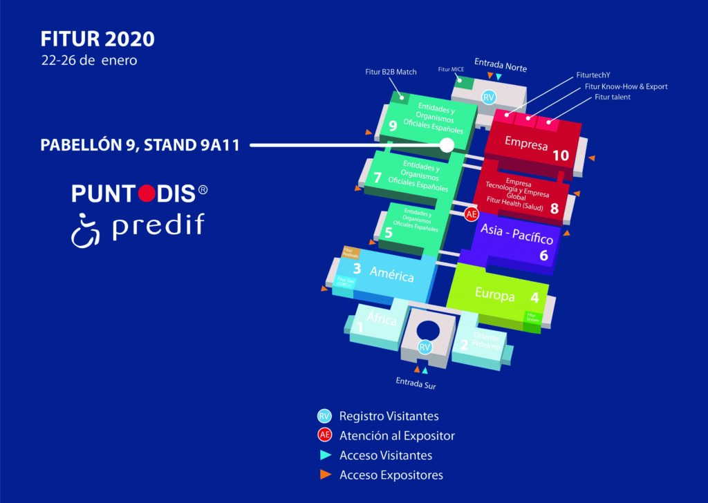 Mapa con la ubicación de Puntodis en Fitur 2020