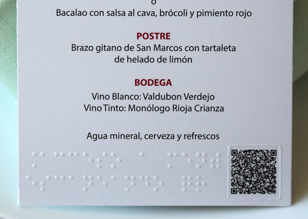 Captura de la tarjeta con braille y relieve